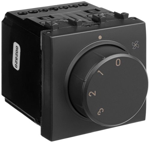 Выключатель вентилятора модульный DKC Avanti 4-поз. 2 мод. черный матовый картинка